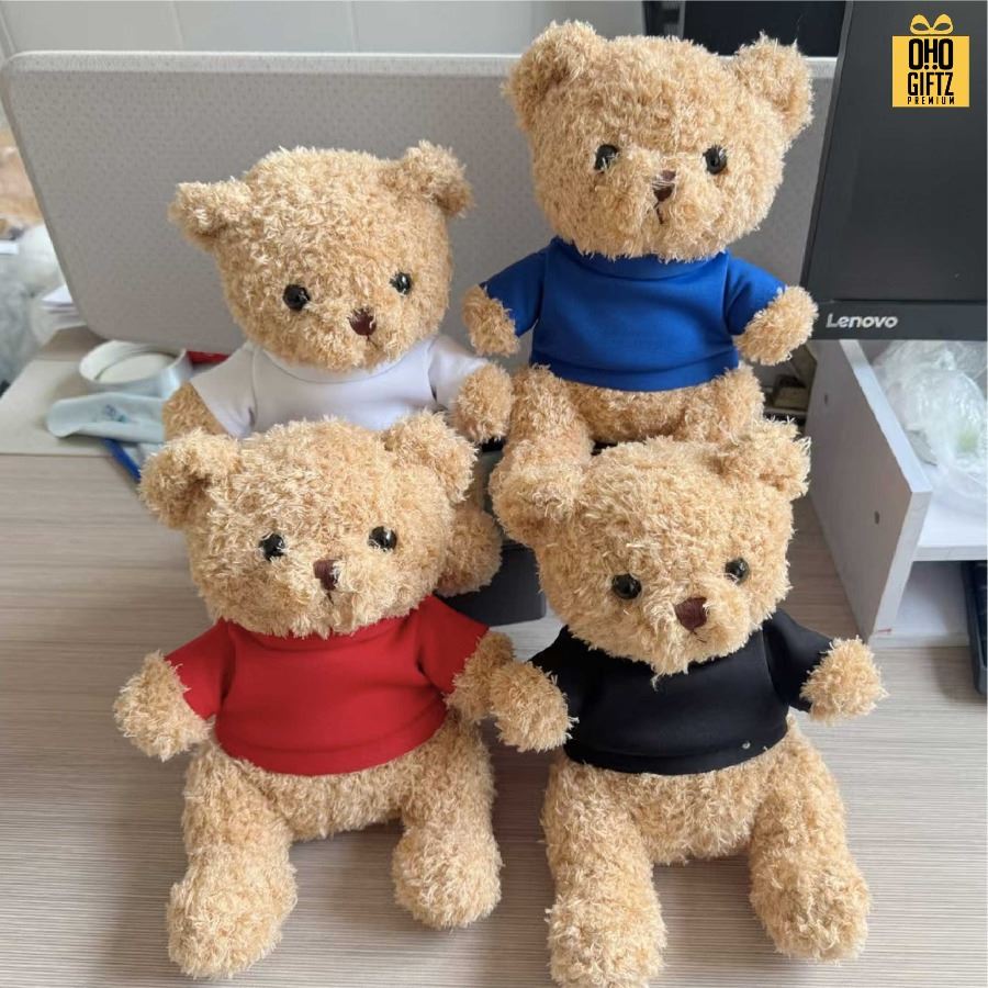 ตุ๊กตาหมีแบ๊วใส่เสื้อยืด สกรีนโลโก้ได้ สกรีนโลโก้ ทำเป็นของพรีเมี่ยมได้ 