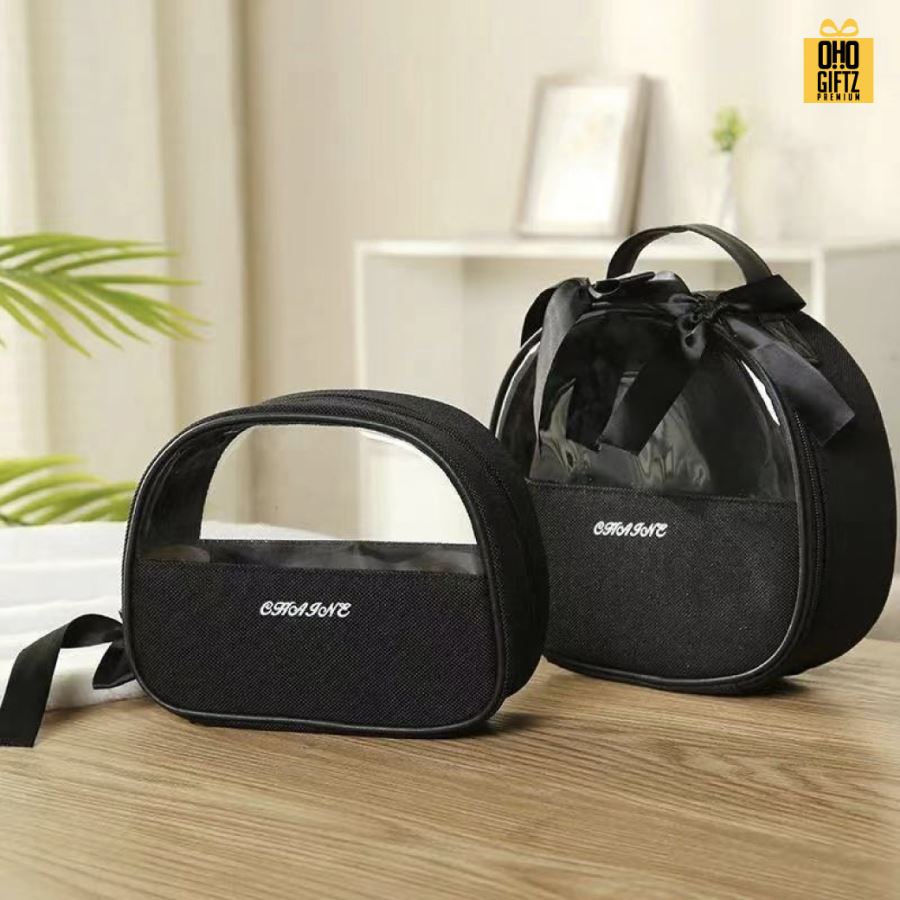 กระเป๋าใส่เครื่องสำอางสไตล์เกาหลี สกรีนโลโก้  ทำเป็นของพรีเมี่ยมได้