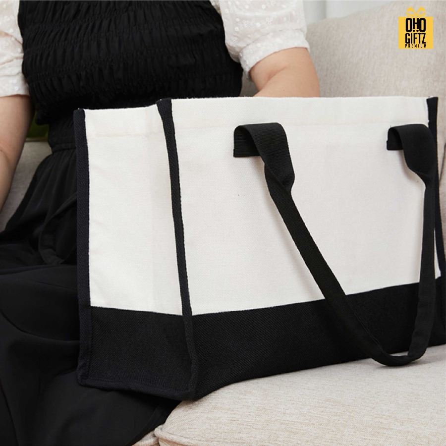 กระเป๋าช็อปปิ้งขนาดใหญ่ สกรีนไม่จำกัดสี สกรีนโลโก้ ทำเป็นของพรีเมี่ยมได้