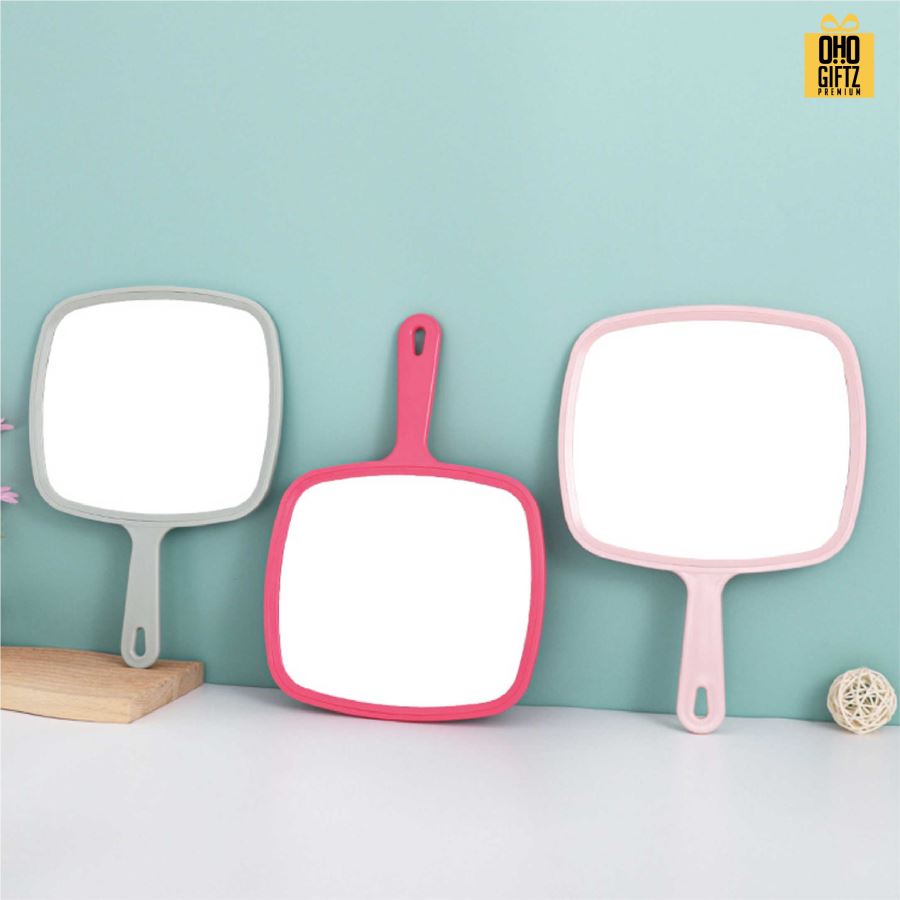 กระจกถือสี่เหลี่ยมมนขนาดใหญ่ สกรีนชื่อ สกรีนโลโก้  ทำเป็นของพรีเมี่ยมได้