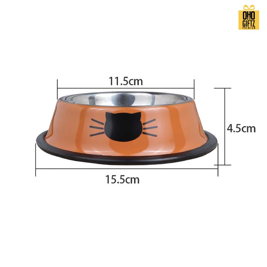 ชามสแตนเลสใส่อาหารแมว มียางกันลื่น สกรีนโลโก้ ทำเป็นของพรีเมี่ยม