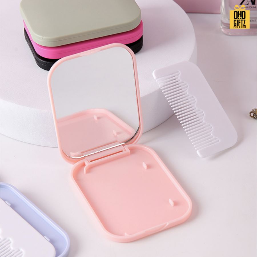 ตลับกระจกพร้อมหวี สกรีนโลโก้  ทำเป็นของพรีเมี่ยมได้