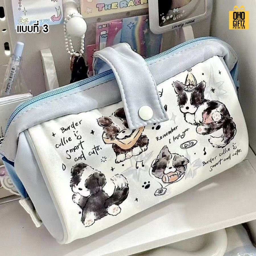 กระเป๋าผ้าใส่เครื่องเขียน ลายสัตว์เลี้ยงน่ารัก สกรีนโลโก้ ทำเป็นของพรีเมี่ยม