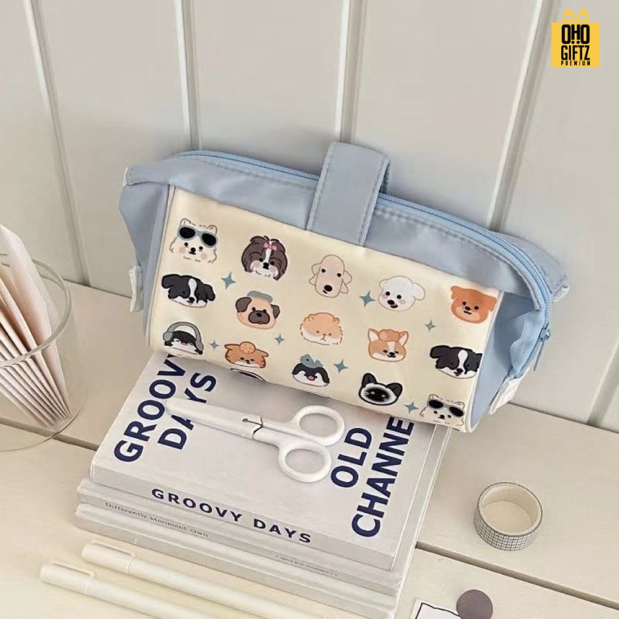 กระเป๋าผ้าใส่เครื่องเขียน ลายสัตว์เลี้ยงน่ารัก สกรีนโลโก้ ทำเป็นของพรีเมี่ยม