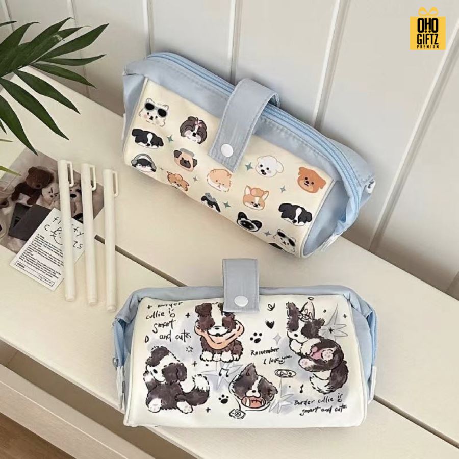 กระเป๋าผ้าใส่เครื่องเขียน ลายสัตว์เลี้ยงน่ารัก สกรีนโลโก้ ทำเป็นของพรีเมี่ยม