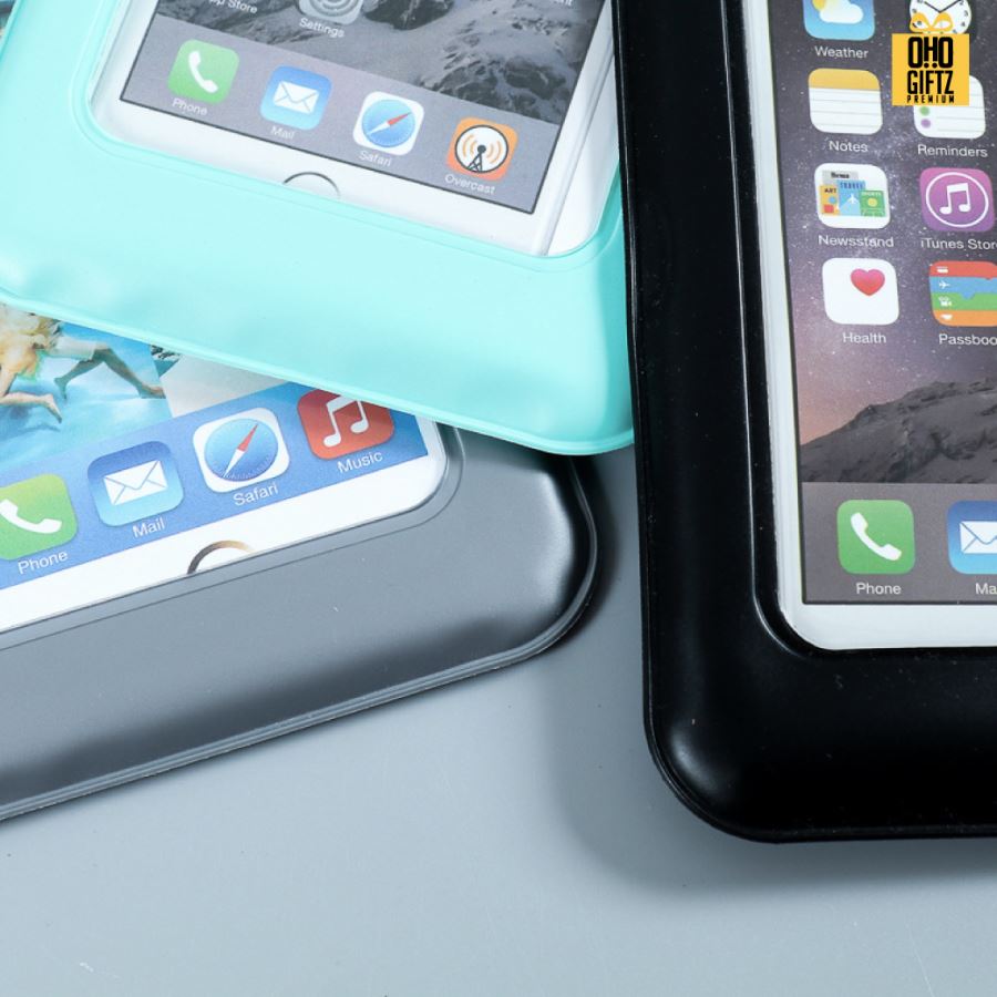 กระเป๋าใส่มือถือกันน้ำขอบเป็นถุงลมลอยน้ำได้ สกรีนโลโก้ ทำเป็นของพรีเมี่ยมได้