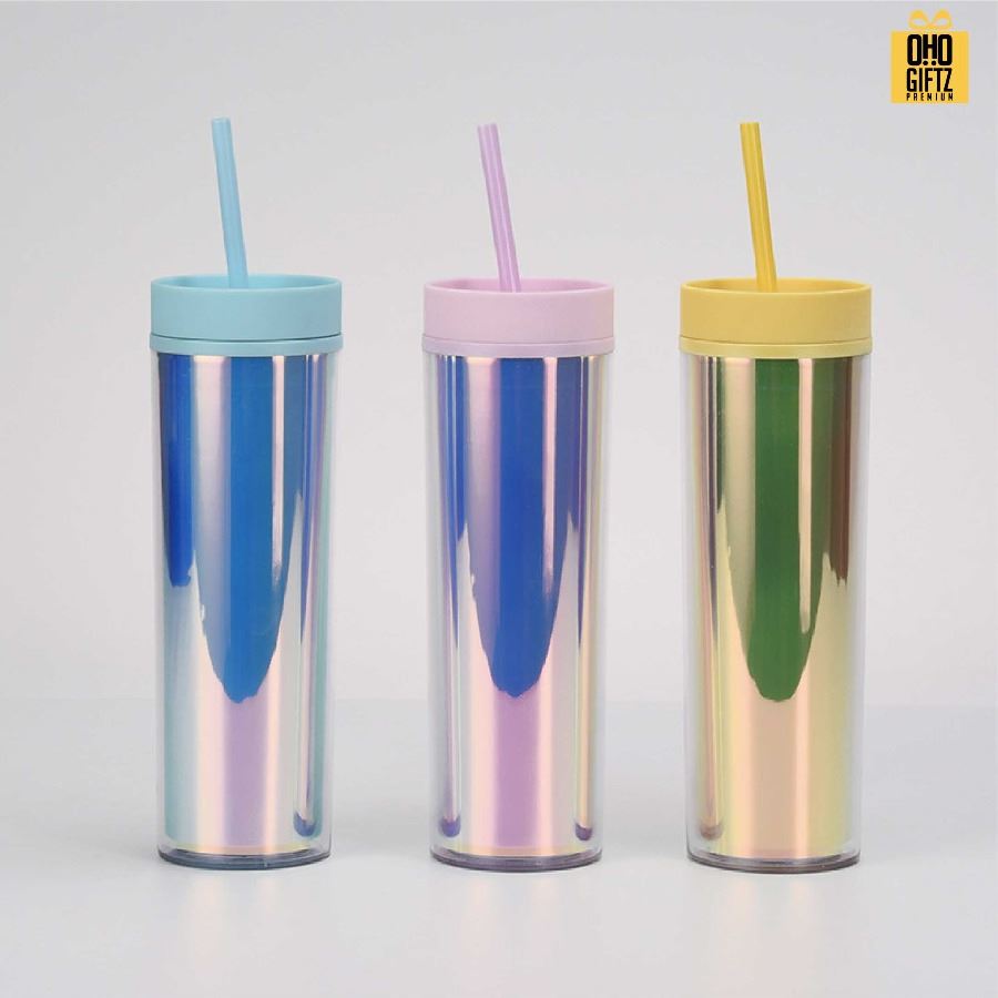 แก้วพลาสติก 2 ชั้น Rainbow สกรีนโลโก้ ทำเป็นของพรีเมี่ยมได้