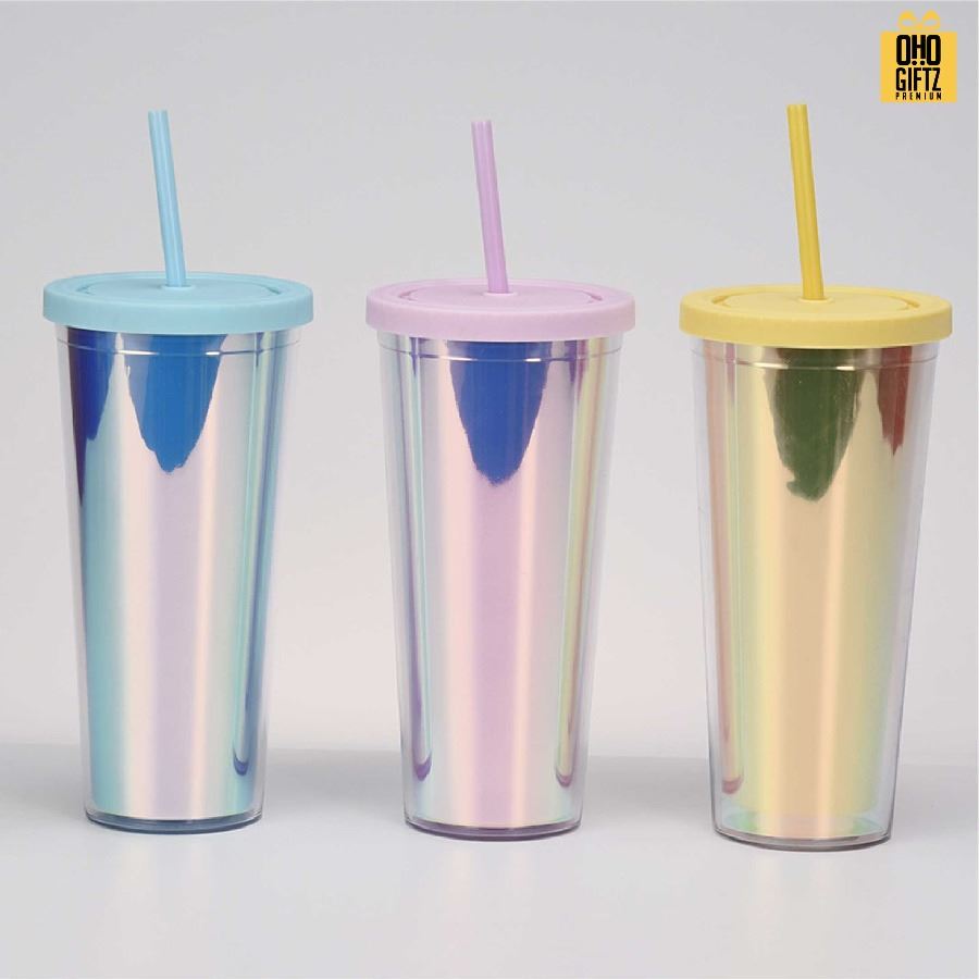 แก้วพลาสติก 2 ชั้น Rainbow สกรีนโลโก้ ทำเป็นของพรีเมี่ยมได้