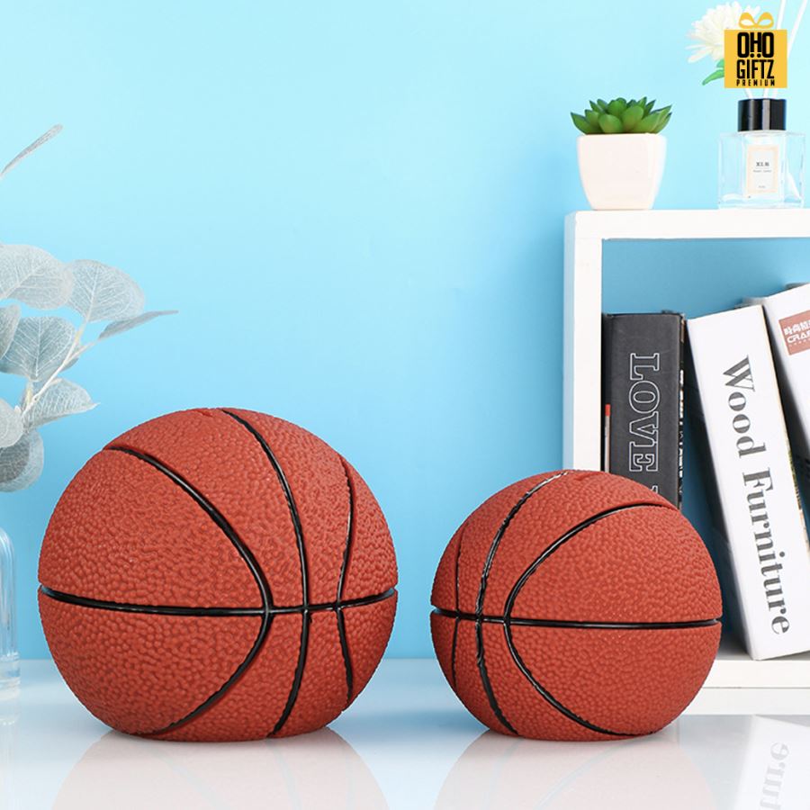 กระปุกออมสินลูกบอล ลูกบาส สกรีนโลโก้ ทำเป็นของพรีเมี่ยม ของชำร่วยได้