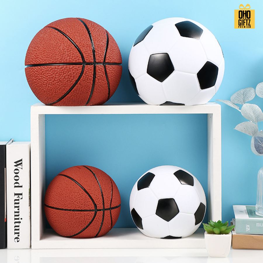 กระปุกออมสินลูกบอล ลูกบาส สกรีนโลโก้ ทำเป็นของพรีเมี่ยม ของชำร่วยได้