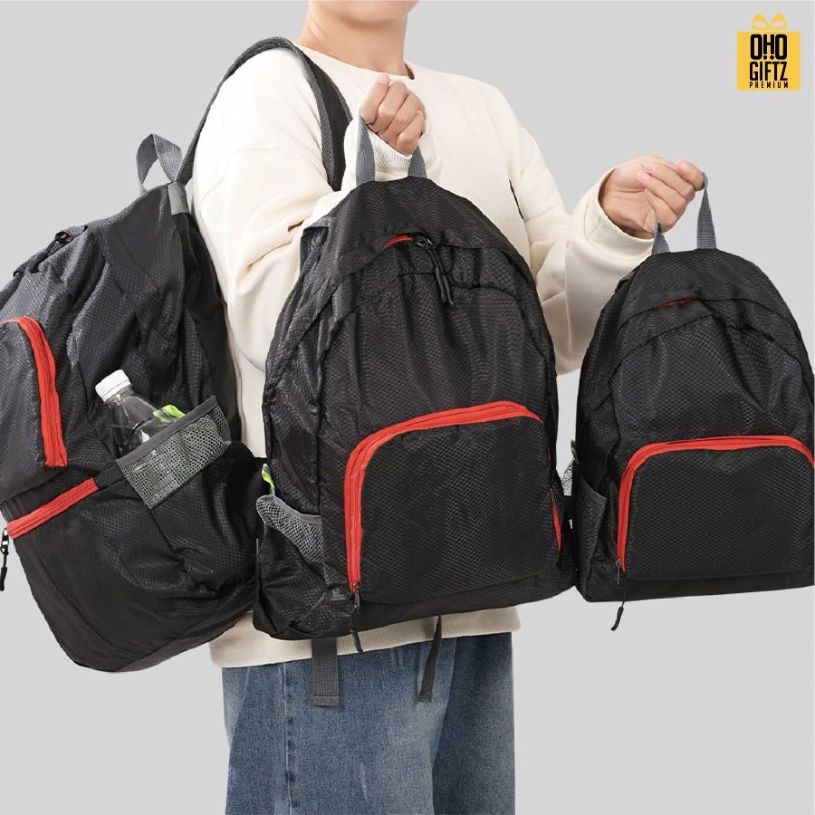 กระเป๋าเป้สะพายหลังพับได้ สกรีนโลโก้ ทำเป็นของพรีเมี่ยม