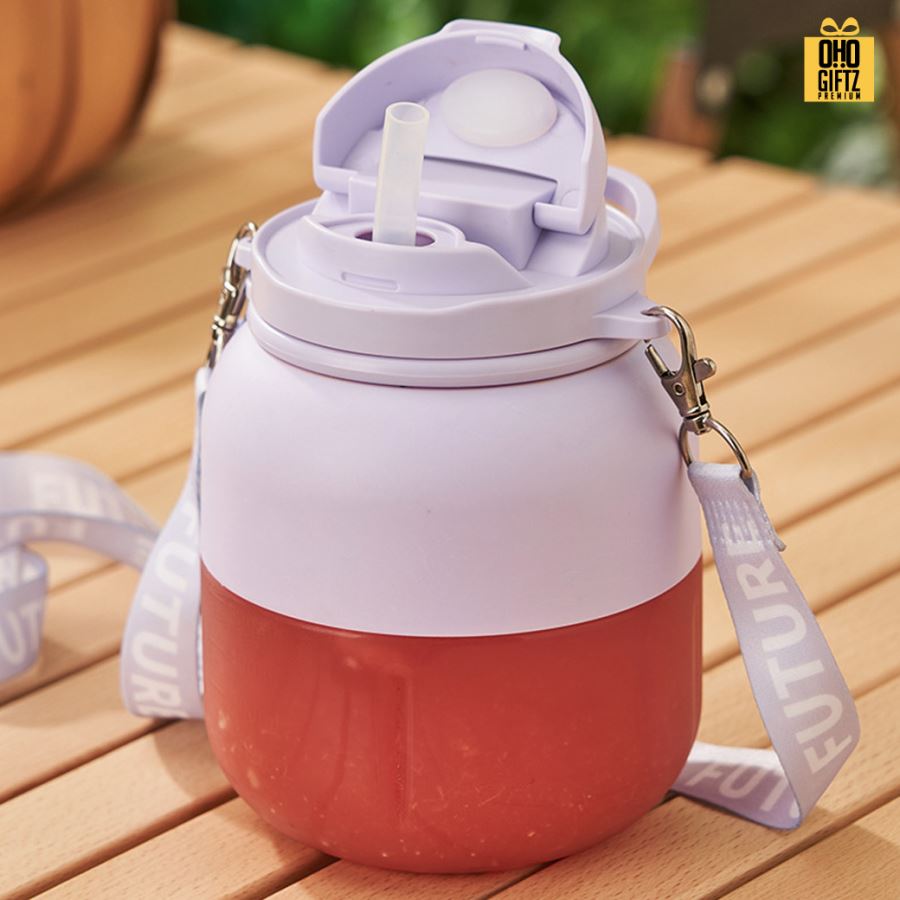 กระติกปั่นน้ำผลไม้ มีสายห้อยพกพา  สกรีนโลโก้ ทำเป็นของพรีเมี่ยมได้