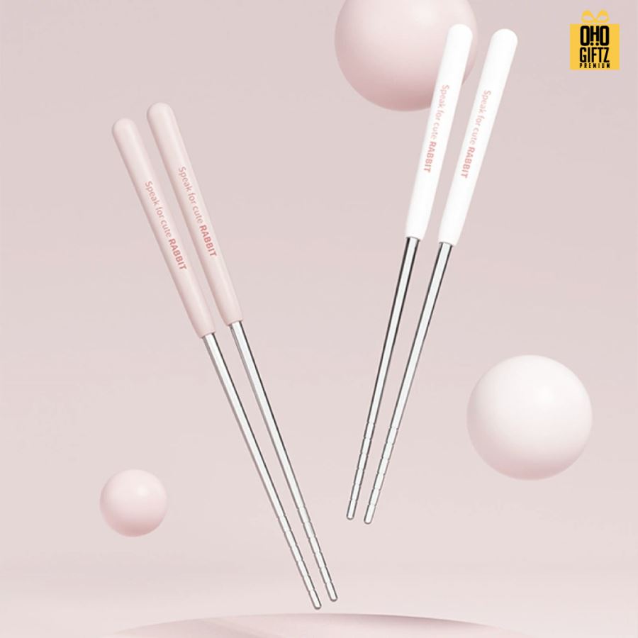 กล่องใส่ช้อนส้อมตะเกียบ กระต่าย สกรีนชื่อ สกรีนโลโก้ ทำเป็นของพรีเมี่ยมได้