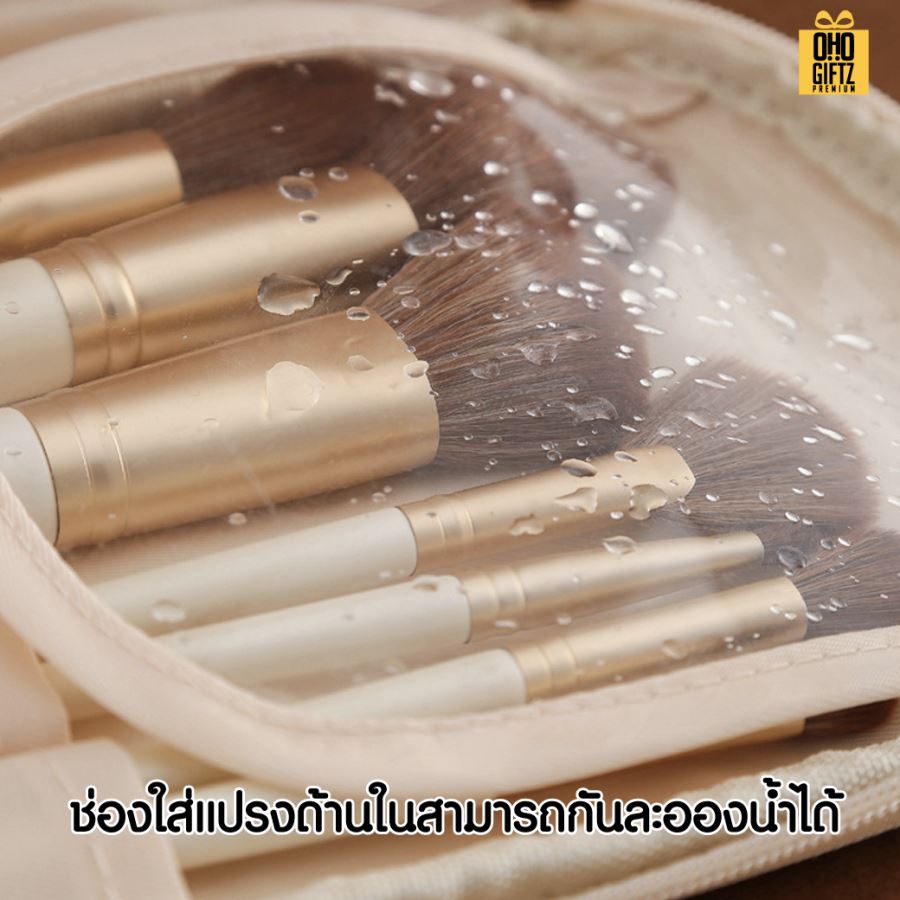 กระเป๋าหนัง PU ใส่อุปกรณ์แต่งหน้า แบบซิปคู่ สกรีนโลโก้  ทำเป็นของพรีเมี่ยมได้