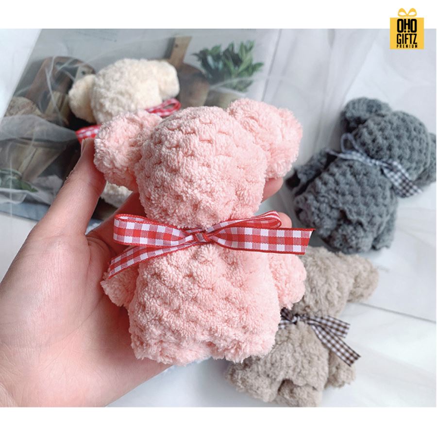 ผ้าเช็ดหน้าผ้าขนหนูหมีน้อย ผลิตโลโก้  เย็บลาเบล ทำเป็นของพรีเมี่ยมได้