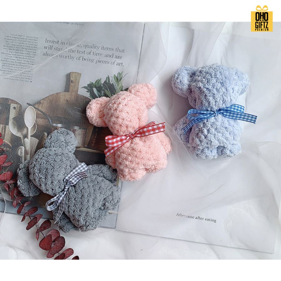 ผ้าเช็ดหน้าผ้าขนหนูหมีน้อย ผลิตโลโก้  เย็บลาเบล ทำเป็นของพรีเมี่ยมได้