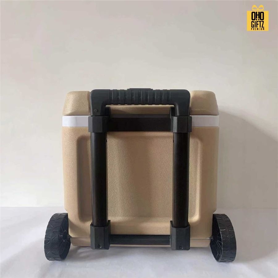 กระติกใส่น้ำแข็งมีล้อลาก สกรีนโลโก้  ทำเป็นของพรีเมี่ยมได้