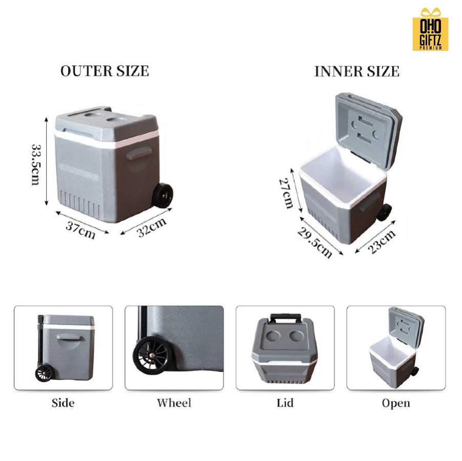 กระติกใส่น้ำแข็งมีล้อลาก สกรีนโลโก้  ทำเป็นของพรีเมี่ยมได้