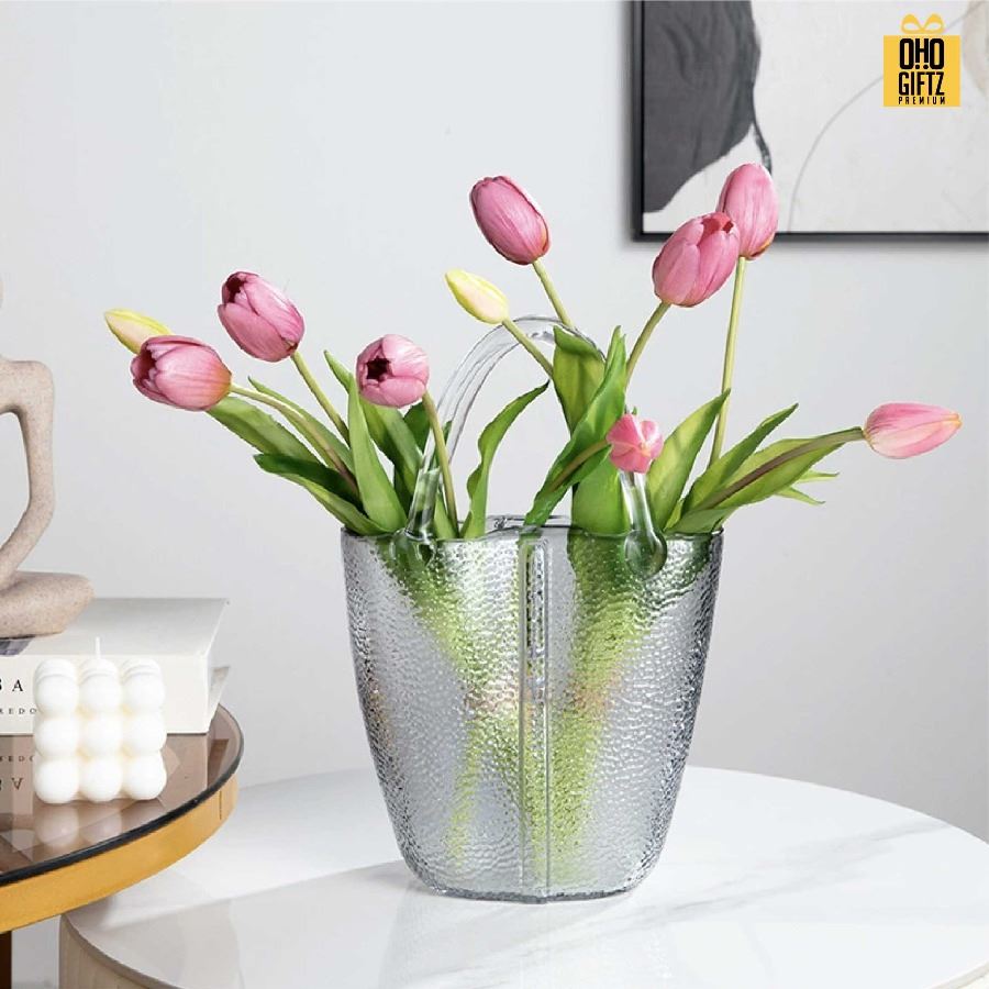 แจกันทรงกระเป๋าถือ สกรีนโลโก้ ทำเป็นของพรีเมี่ยม ของชำร่วยได้