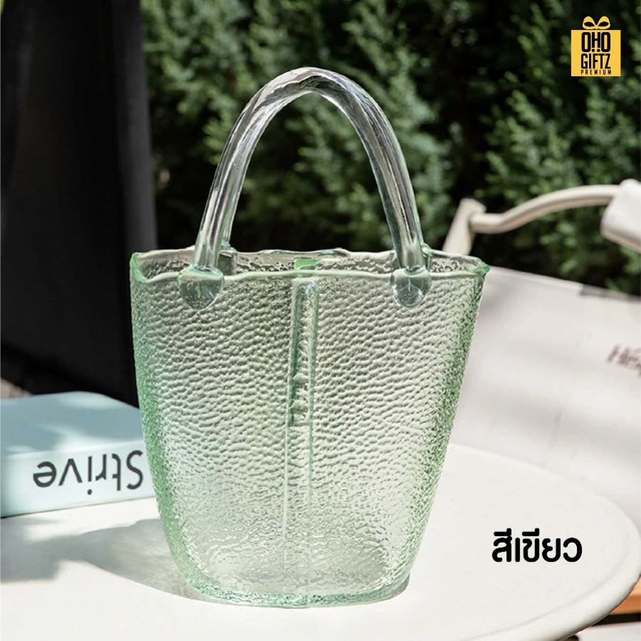 แจกันทรงกระเป๋าถือ สกรีนโลโก้ ทำเป็นของพรีเมี่ยม ของชำร่วยได้