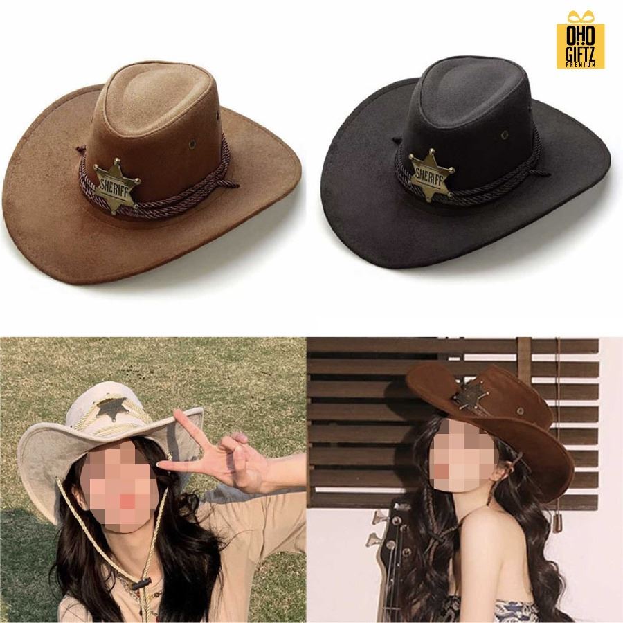 หมวกคาวบอยหนัง(เทียม)กลับ ราคาถูกสกรีนโลโก้ ทำเป็นของพรีเมี่ยม ของที่ระลึกได้