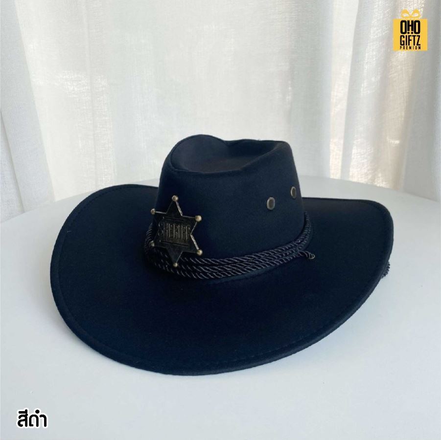 หมวกคาวบอยหนัง(เทียม)กลับ ราคาถูกสกรีนโลโก้ ทำเป็นของพรีเมี่ยม ของที่ระลึกได้