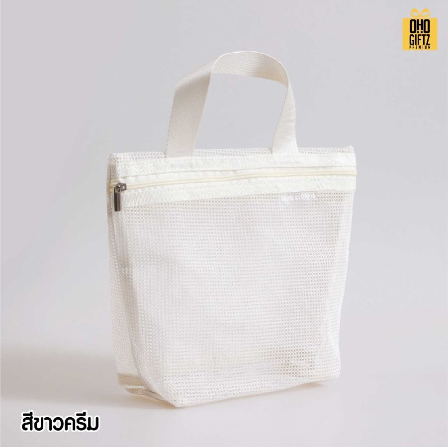 กระเป๋าตาข่ายไนล่อน สกรีนโลโก้ ทำเป็นของพรีเมี่ยมได้