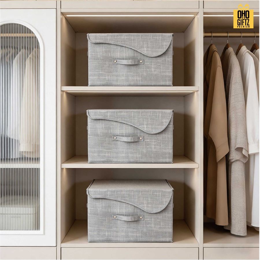 กล่องผ้าเก็บของ สกรีนโลโก้ ทำเป็นของพรีเมี่ยมได้