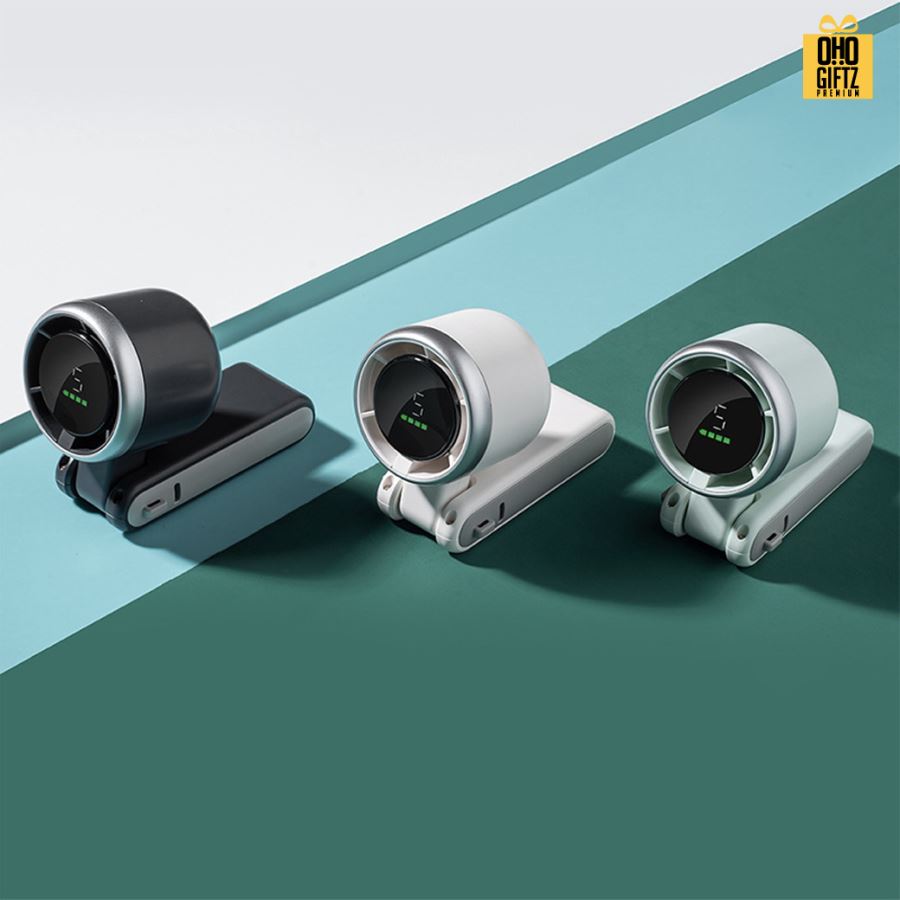 พัดลมมือถือมีสายคล้องคอ USB สกรีนโลโก้ ทำเป็นของพรีเมี่ยม