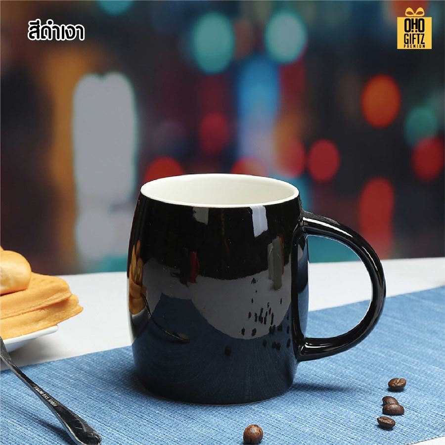 แก้วเซรามิคทรงถังไวน์ สกรีนชื่อ สกรีนโลโก้ ทำเป็นของพรีเมี่ยมได้