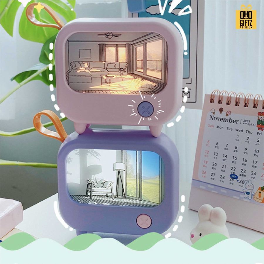 โคมไฟตั้งโต๊ะทรงทีวี มีวิว สกรีนโลโก้ ทำเป็นของพรีเมี่ยม ของที่ระลึกได้